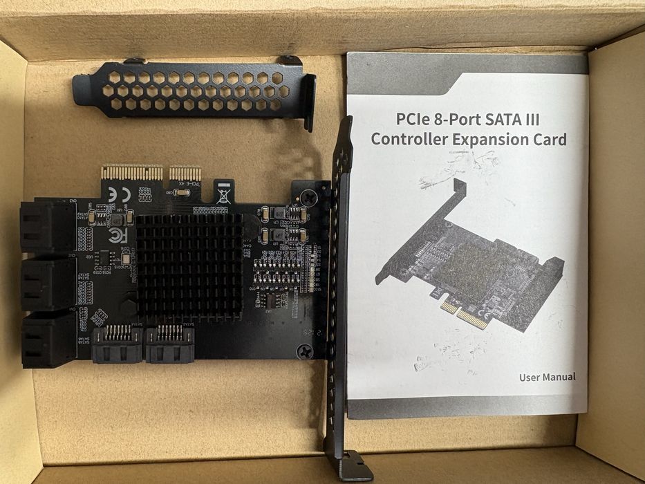 Kontroler MZHOU PCIe 3.0 x4 – 8× SATA III – ASM1166 + JMB575