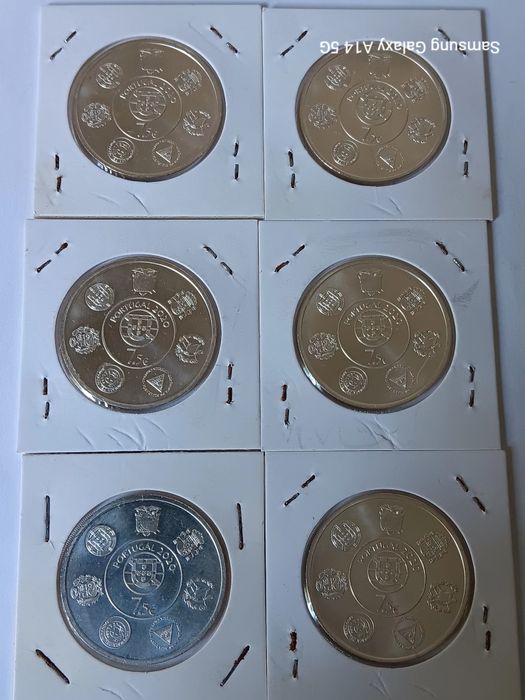 6 moedas prata de 7.50€ de 2020.