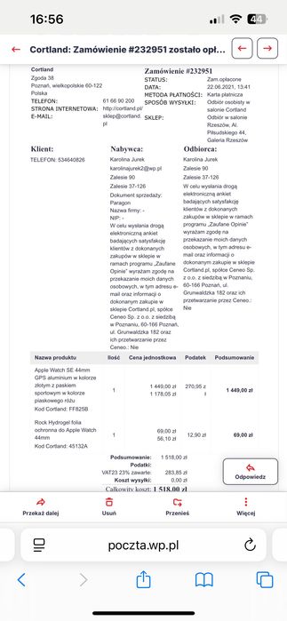 Apple Watch SE 44mm Gold Pink