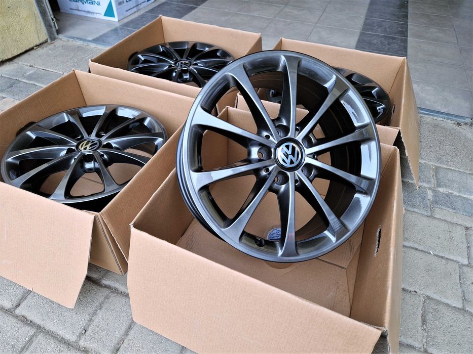 Alufelgi 17 5x112 VW Golf Passat Touran Jetta Caddy T-Roc Chrom Shadow ! 728#