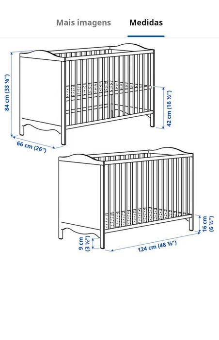 Berço ikea branco para bebé com pouco uso