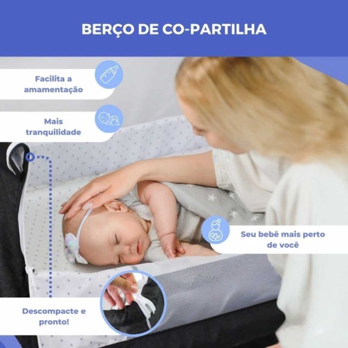 Berço Next2Me 3 em 1 com Colchão | Balanço e Antirrefluxo