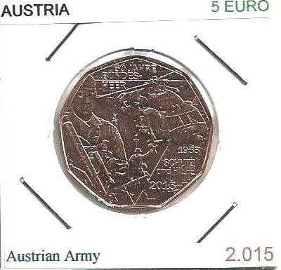 Áustria - -- 5 Euros - 2015 - -  Exército Federal Austríaco -  - Moeda