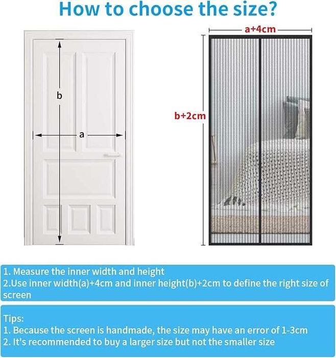 Ekran na drzwi balkonowe 90 x 210 cm, magnetyczna firanka, moskitiera