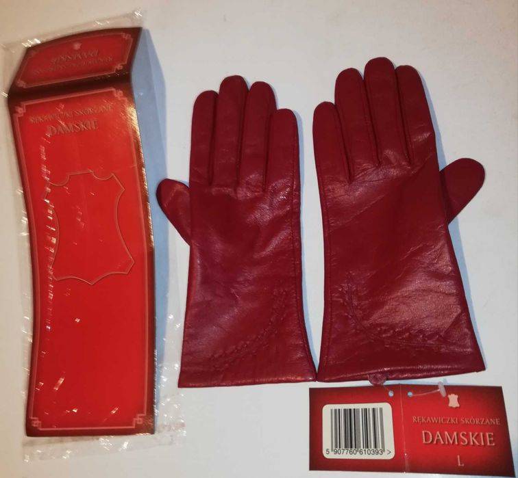 Rękawiczki skórzane damskie Nowe - rozmiar L