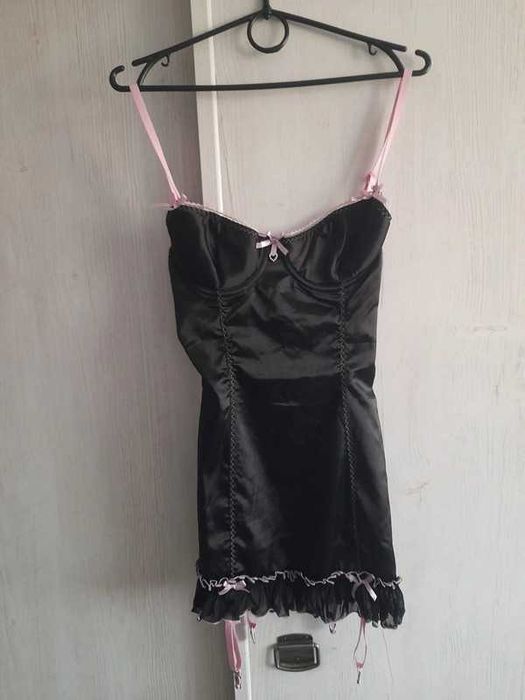Czarna sexi koszulka nocna LivCo Corsetti rozm S