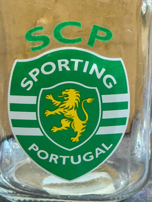 Caneca Vidro Sporting CP Oficial c/ Tampa e Palhinha – 14cm | Nova c/ Etiqueta