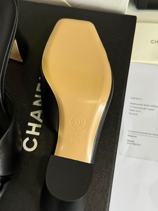 Мюли Chanel Patent Calfskin каблук туфли Шанель