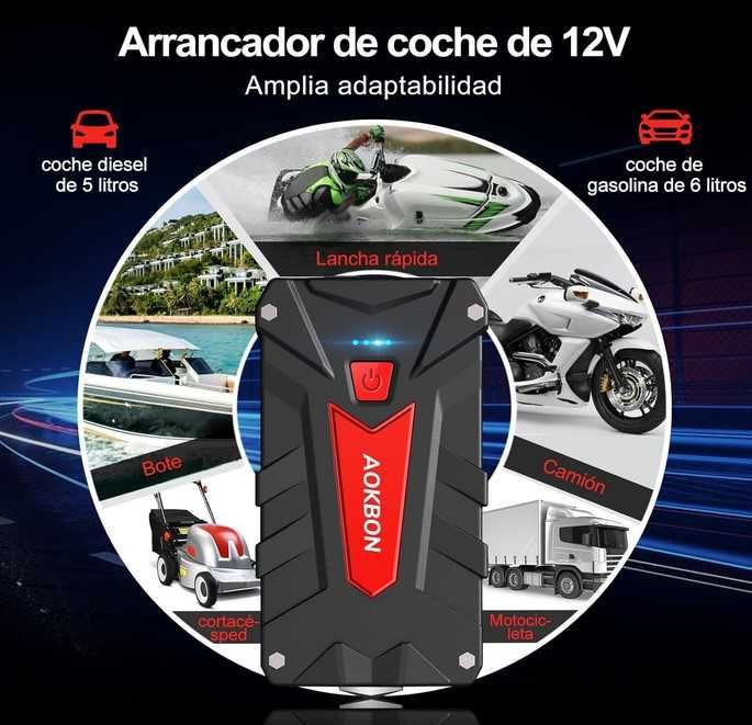 Booster Arrancador de Carro, Barco, Trator, 12v 1200A, PowerBank