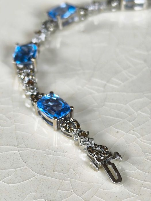 Luksusowa Bransoletka Le Vian z brylantami 2,20ct i topazami / certyfikat