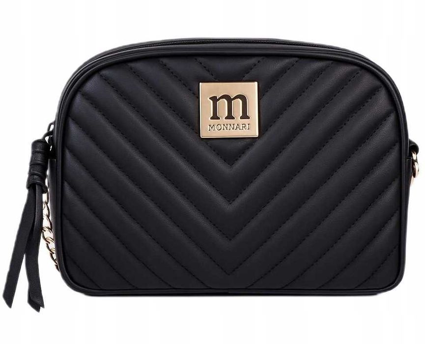 Monnari torebka listonoszka damska na ramię czarna pikowana skóra eko