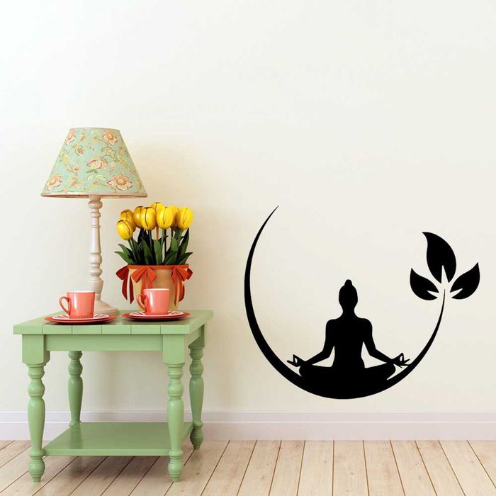 Adesivo Parede Meditação Buddha Zen Budismo Folha Home Decor PVC Vinil