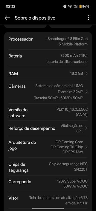 Oneplus 15 sandstorm , versão especial + fatura16gb ram+l 1tb