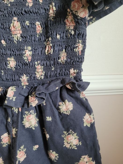 Kombinezon 92 w drobne kwiaty róże marszczona góra spodnie kuloty