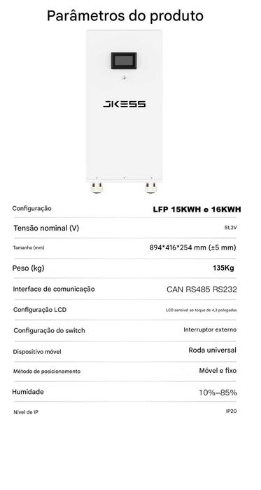 Bateria JKESS LiFePO4 15k,16KWh DIY faz tu mesmo