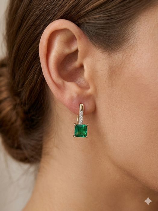 Золотые серьги 585,583 проба,кварц,бирюза,янтарь