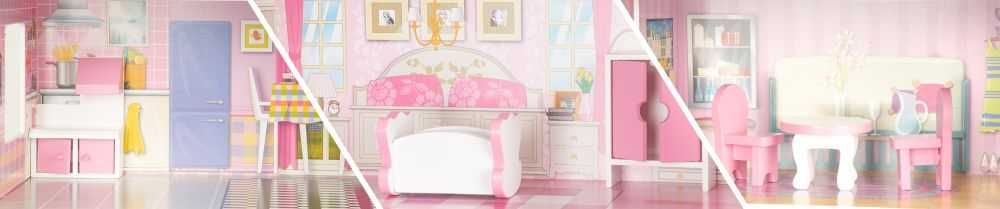 Duży drewniany domek dla lalek + meble