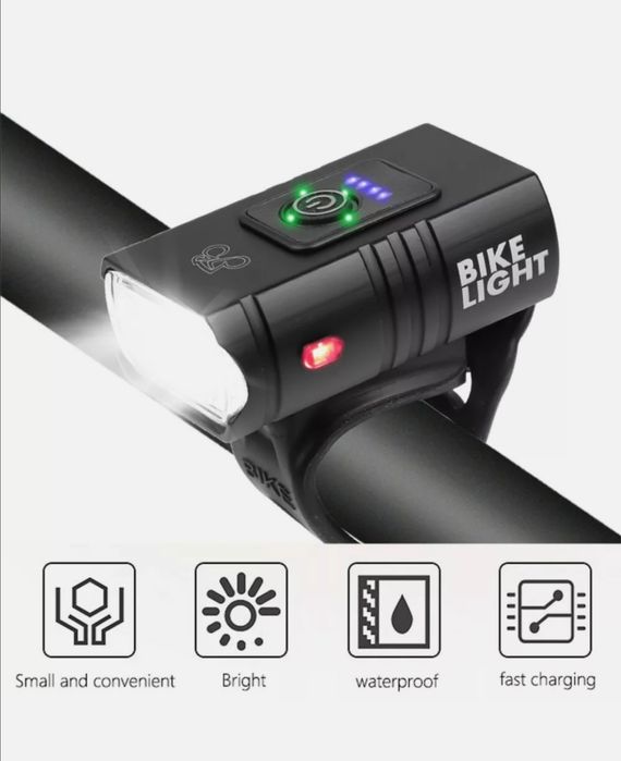 luz farol LED bicicleta Iluminação noturna 800LM  USB Recarregável