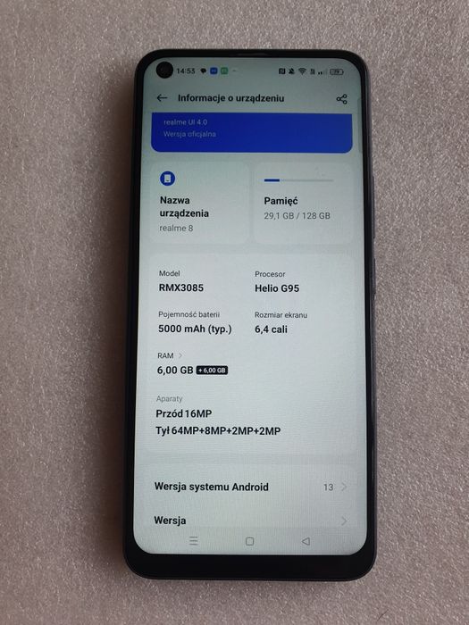 Realme 8  12GB Ram +128GB Android 13.0