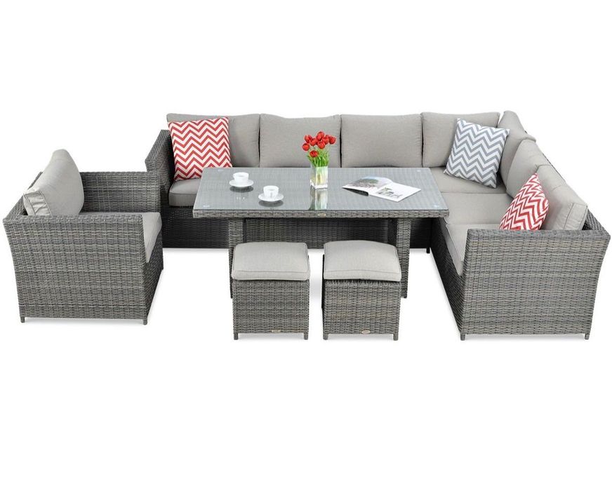 Narożnik technorattan MONIZ DINING PLUS Dark Grey