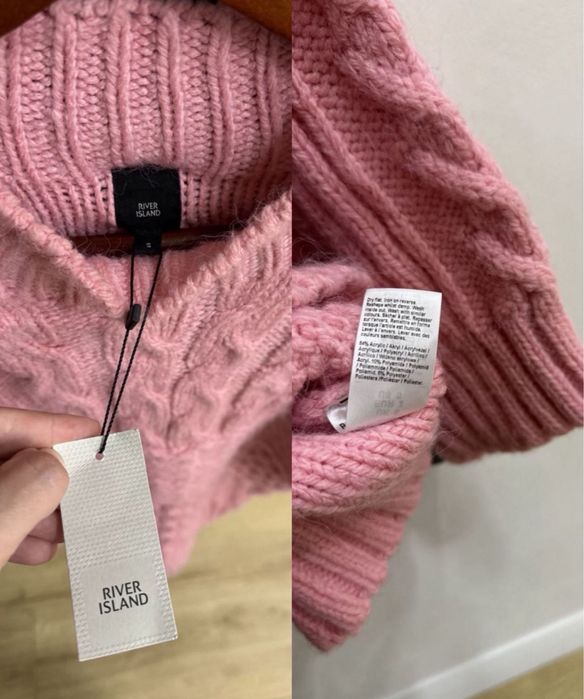 Теплий рожевий розовый вязанний светр крутий кофта коси Zara S M