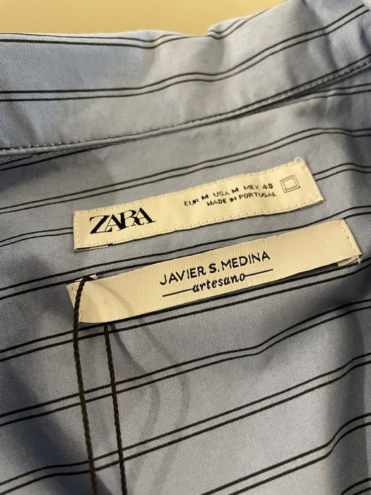 Camisa Azul às Riscas Zara Man