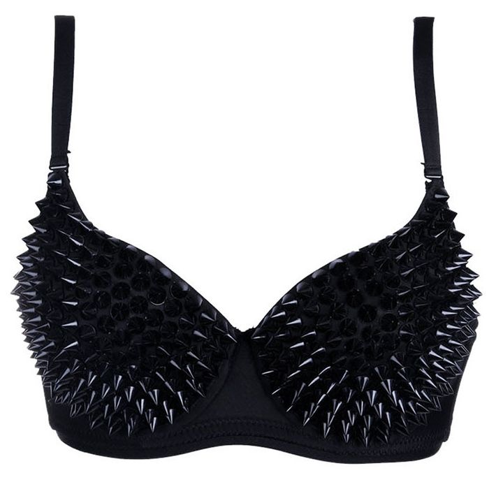 Czarny biustonosz z ćwiekami ,kolcami ,34/75. Bralet z kolcami, biustonosz w stylu gotyckim ,festiwalowy
