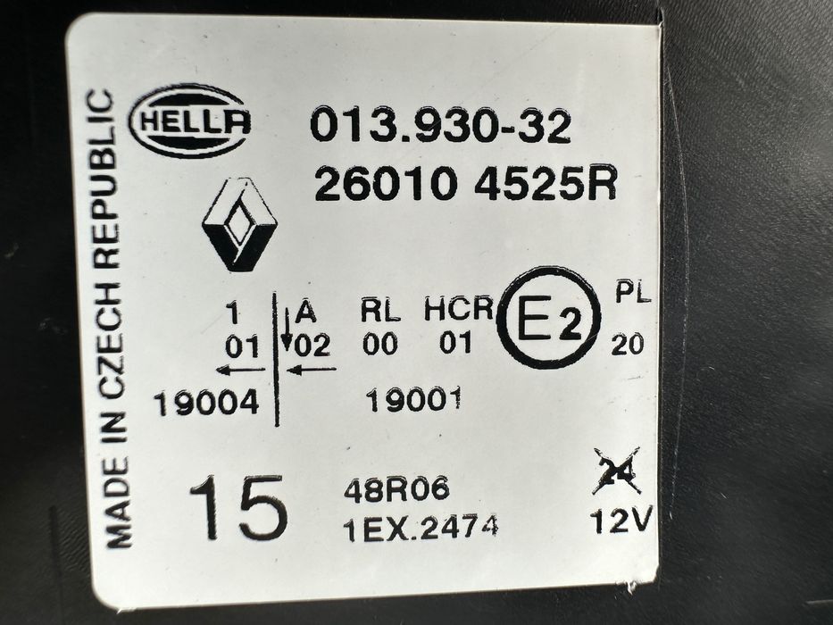 Renault Captur II Lampa Prawa