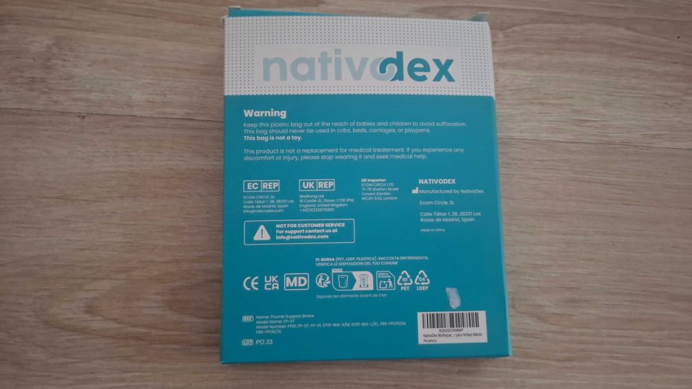 NativoDex Opaska na nadgarstek kciuk rozmiar S/M