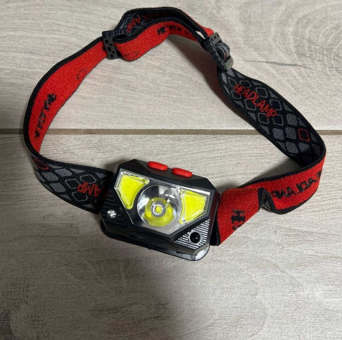 Крутой COB LED фонарик налобный с датчиком движения 8 режимов (красный / белый)