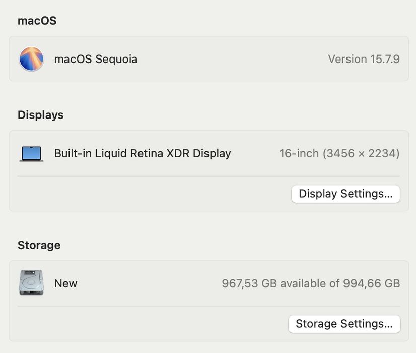 MacBook Pro 16 2021 32GB RAM 1TB SSD