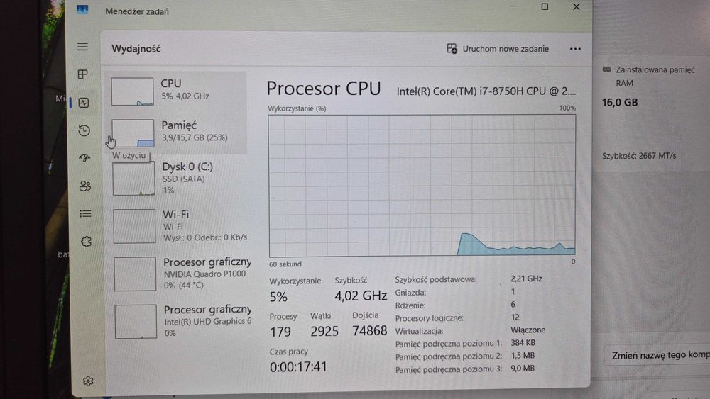 Profesjonalny LENOVO P52 15.6'' i7/2.2GHz/512SSD/16GB 100% spr