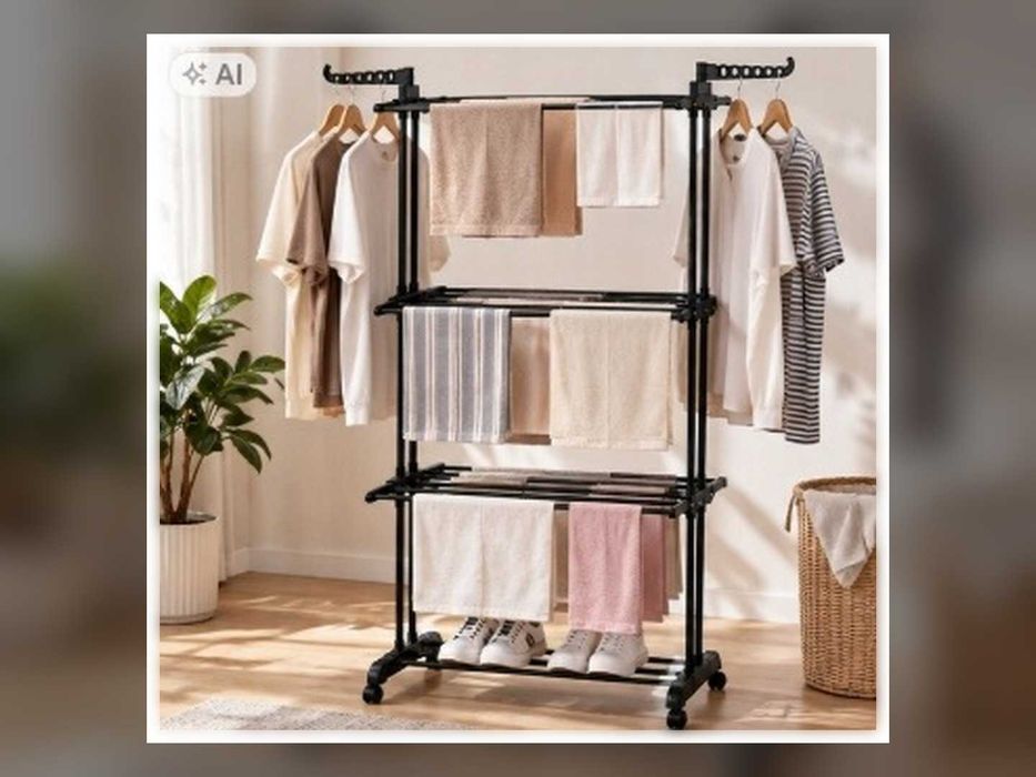 Nowa Suszarka Na Pranie Stojąca Składana Na Kółkach XXL 120 Cm