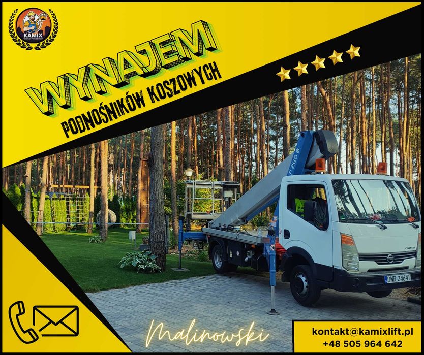 Usługi/wynajem zwyżka podnośnik koszowy/wycinka drzew do 26m