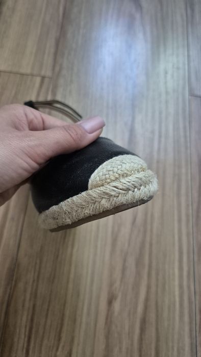 Sandały na koturnie espadryle czarne