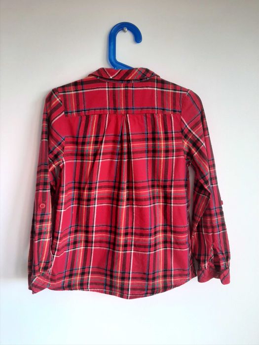 Czerwona bawełniana świąteczna koszula w kratę Little Kids 116