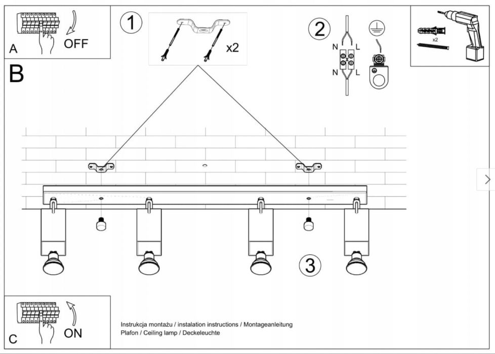 Sollux Lighting czarny Reflektor listwa sufitowa Merida (dostępne 2szt.)
