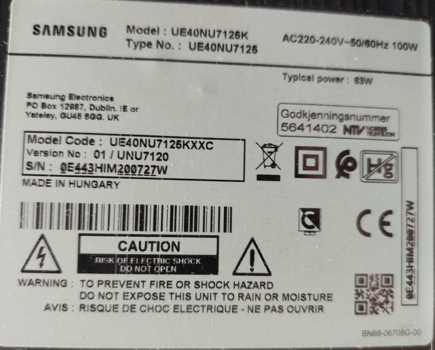 TV Samsung Modelo UE40NU7125K