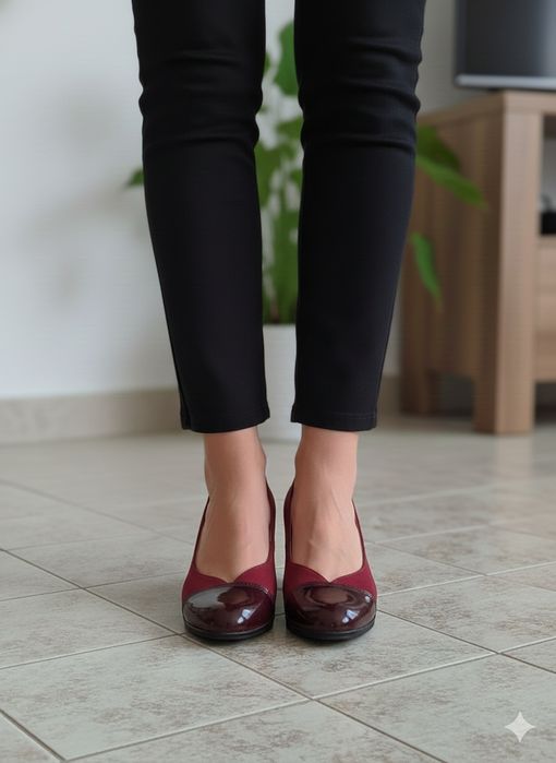 Sapatos bordeaux camurça e verniz, elegantes - Tam.38 - Calçado Portug