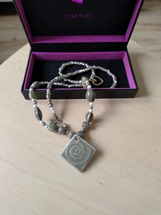 Ceramiczny naszyjnik hand made boho joga namaste biżuteria artystyczna