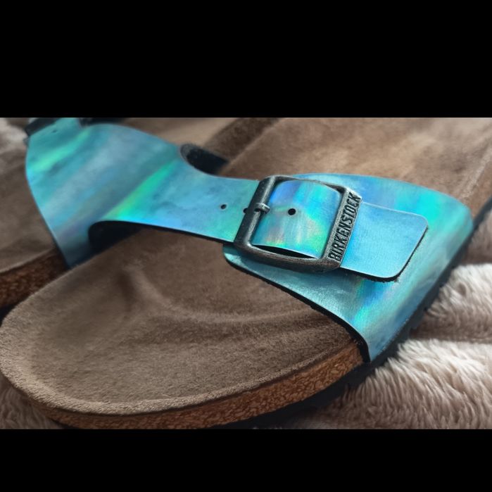 Биркенштоки ортопедичні шльопанці шльопки birkenstock madrid сині зелені 38 39