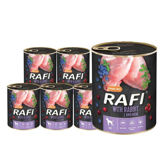 Karma puszka dla psa Rafi 12x800g królik