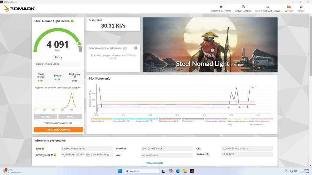 Komputer do biura i gier x-kom / i5-9400F / RX 580 / 16GB / ASUS B360M-A / SSD+HDD / Win11