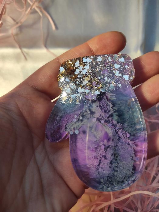 Ozdoby na choinkę bombki świąteczne błyszczące prezent handmade serca