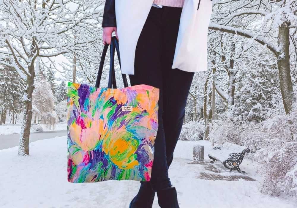 Torba MALOWANE KWIATY – Romantyczna Elegancja na Zakupy