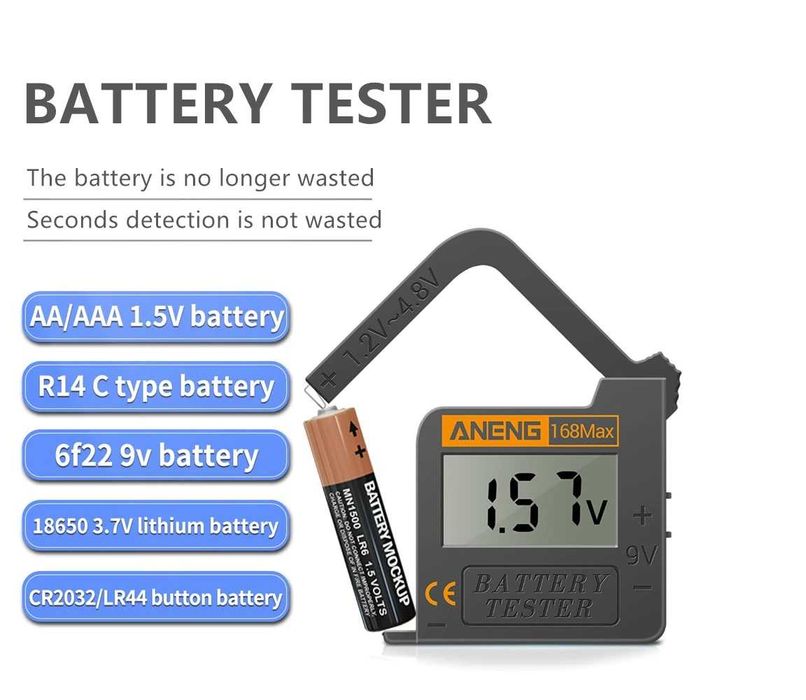 Цифровой тестер аккумуляторов и батареек ANENG 168Max