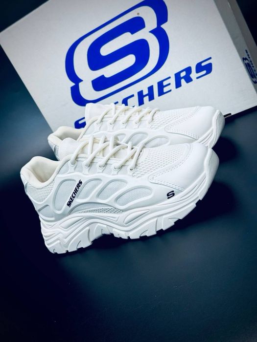 Новинка на весну • Skechers жіночі білі •шкіряні женські крослвки 2026
