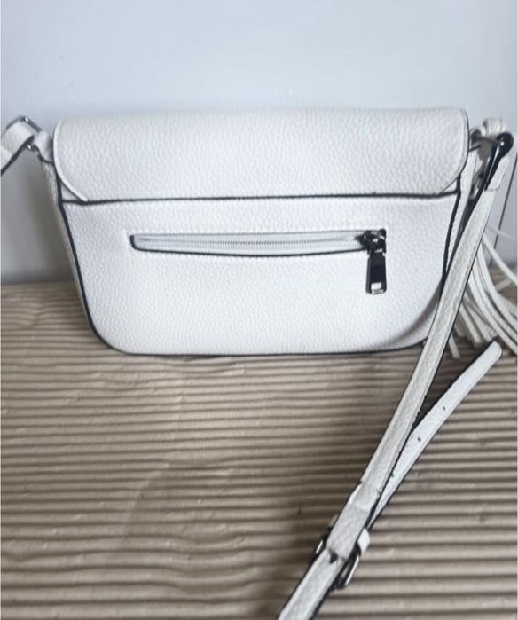Біла сумка крос-боді зі знімною китицею під Гучі