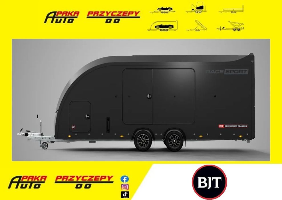 Brian James Trailers RACE SPORT MODEL: 5,5x2,1 M, Przyczepa do samochodów sportowych, quadów, motocykli i innych małych pojazdów, DMC 3500 KG