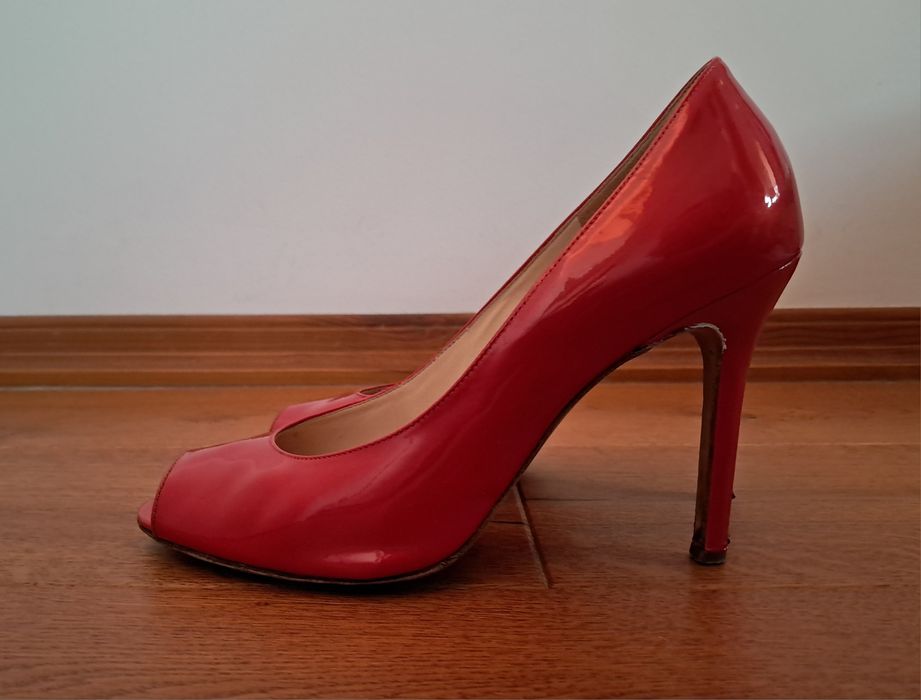 Czerwone szpilki open toe 38,5